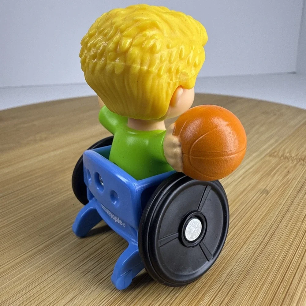 Fisher Price Little People Blonde Boy in Wheelchair Basketball School Bus Figure